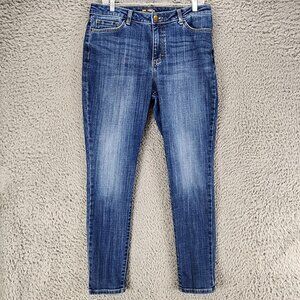 Lee Jeans Womens 12 Tall Medium Wash Stretch Mid Rise Slim Fit Skinny Leg *GUC*